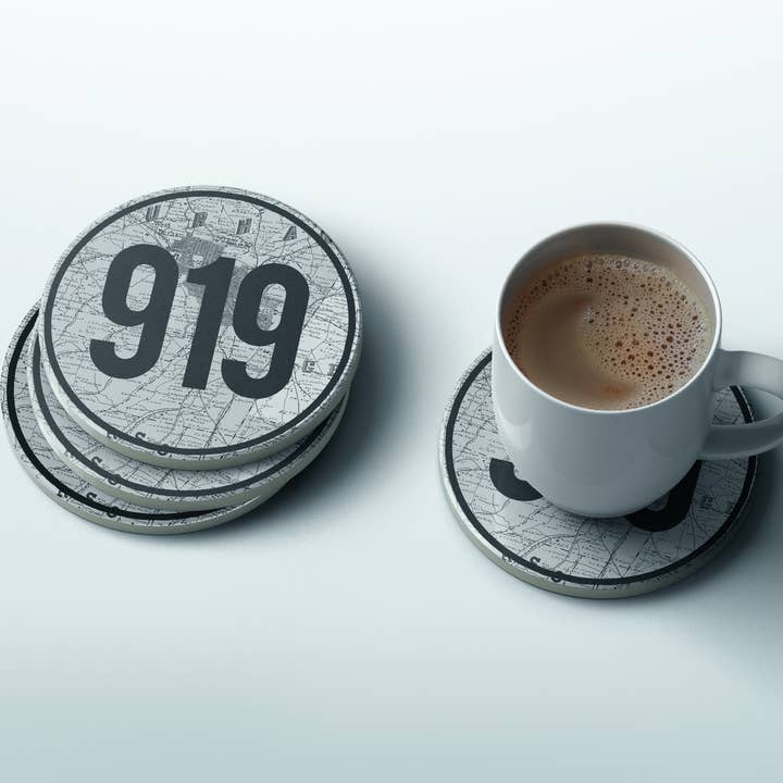 Raleigh North Carolina områdekode 4 coaster sæt for engroshandel hos Paperfinch Design