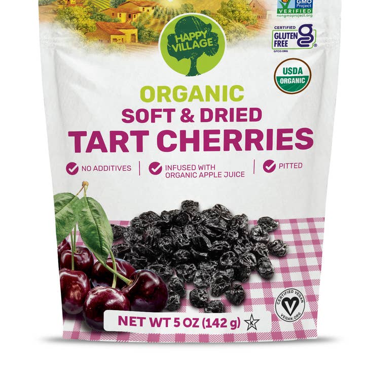 Happy Village - Wholesale Dried/Dehydrated Fruit - Happy Village Organic Whole Dried Tart Cherries 10 OZ