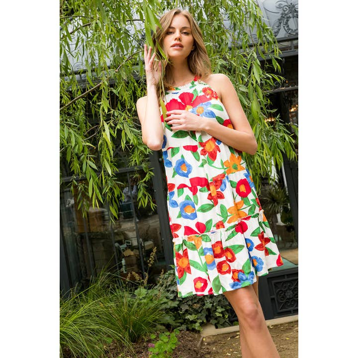 Halter Floral Print Dress for wholesale by THML