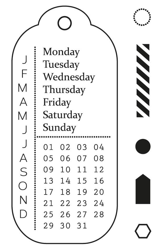 Emadam - Art & Design - Wholesale Rubber/Decorative Stamp - Clear Stamps Set - Perpetual Calendar, Tag Form1