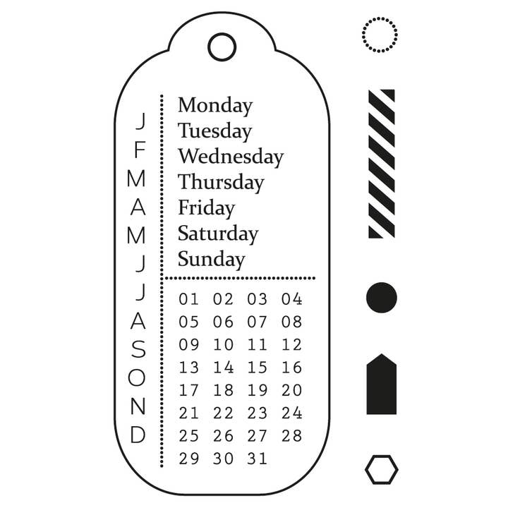 Emadam - Art & Design - Wholesale Rubber/Decorative Stamp - Clear Stamps Set - Perpetual Calendar, Tag Form1