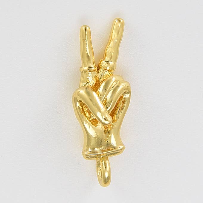 Gold Filled Peace Hand Sign Gesture Charm Pendant, CP1113 for wholesale by Beads Creation