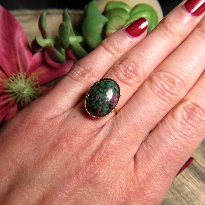 TOURMALYN - Wholesale Cocktail/Statement Ring - Gold-plated Zoisite stone ring1