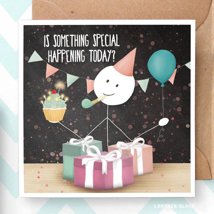 Simpatico e divertente biglietto di auguri di compleanno «Something Special» per la vendita all'ingrosso da parte di Lanther Black