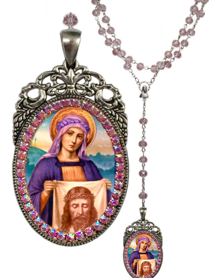 Saint Veronica Rosary - Patron Saint of Laundry Workers & Photographers - Charm Handmade Necklace Catholic Christian Religious Jewelry for wholesale by MariaSantissimaShop