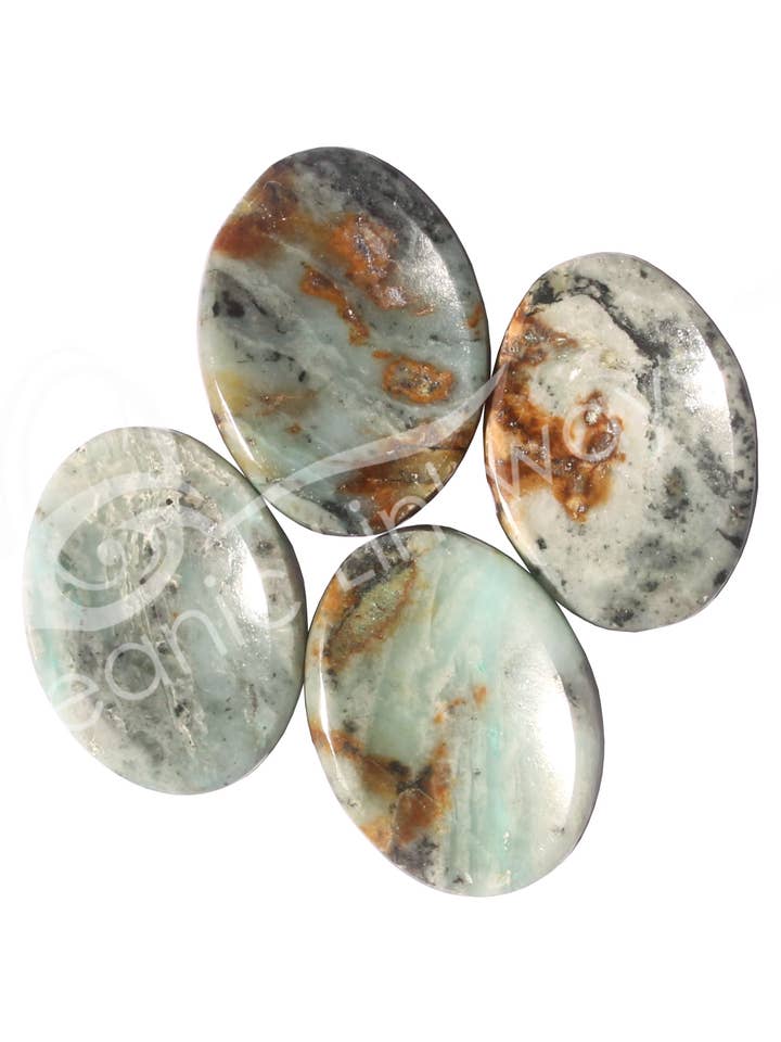 (DZ)WORRY STONES - OPAL, BLUE (DZ) 1.5-1.75" for wholesale by Oceanic Linkways Inc