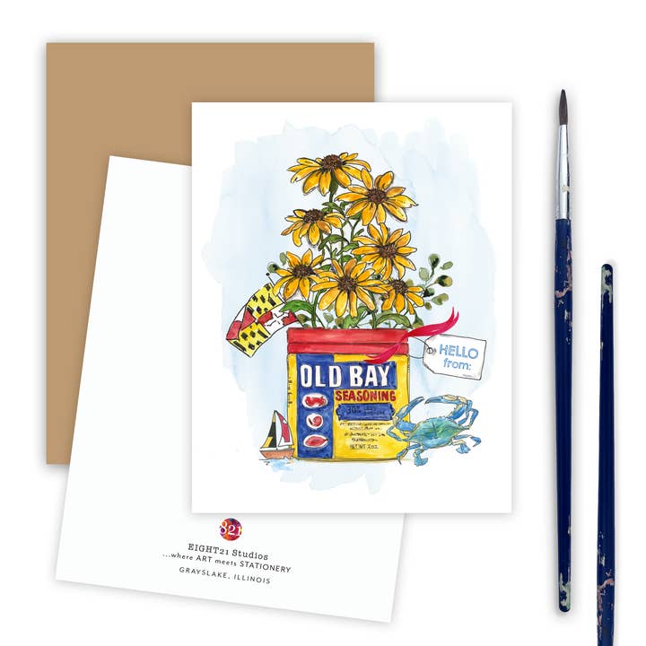 Eight21 Studios + Unique Greeting Cards, Art and Stationery - Wholesale Everyday Greeting Card - Coastal Gift Shop, Nautical Greeting Cards, Maryland Crab3
