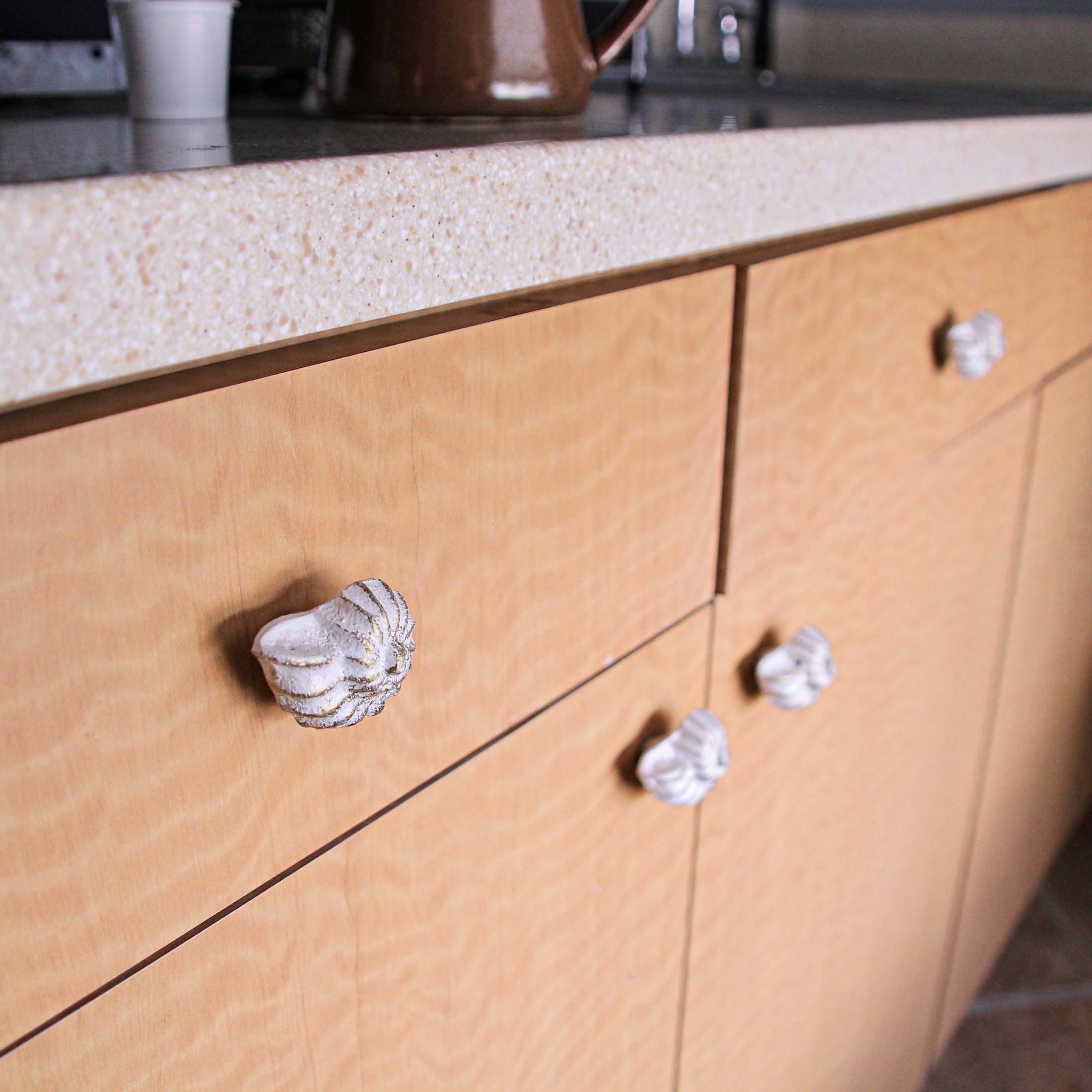 Zeckos - Wholesale Knob/pull - Rustic White Cast Iron Nautilus Shell Drawer Pulls Set of 64