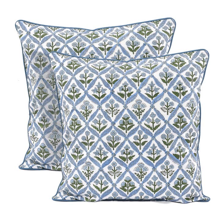 Fabricursh Hand Block Printed Floral Throw Pillow Covers for wholesale by Fabricrush