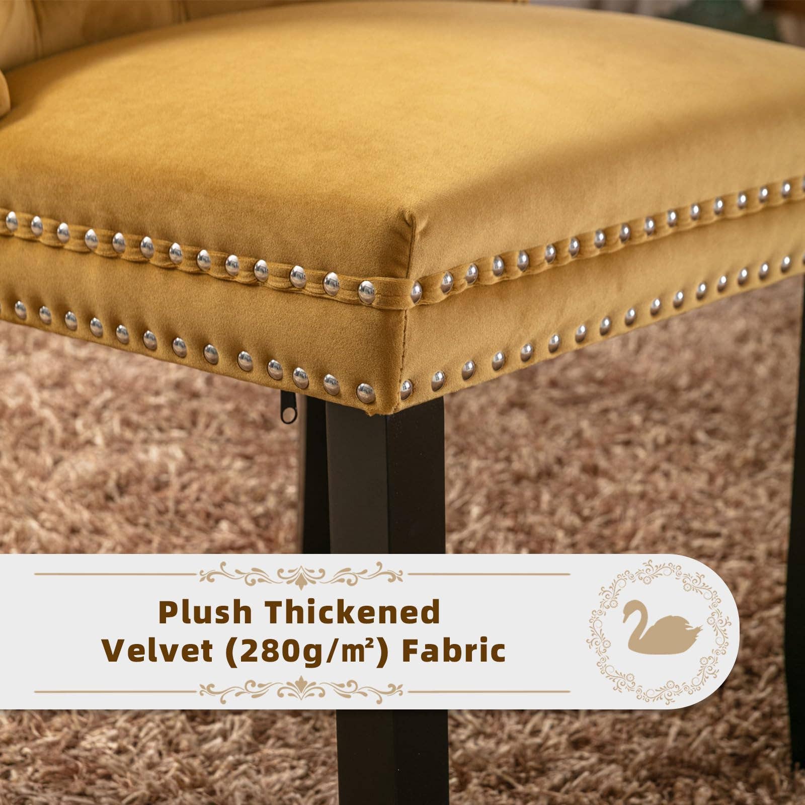 Modern Home Touch – wholesale Chair – Shena Set of 2 Velvet Kitchen Dining Chairs Knocker Back16