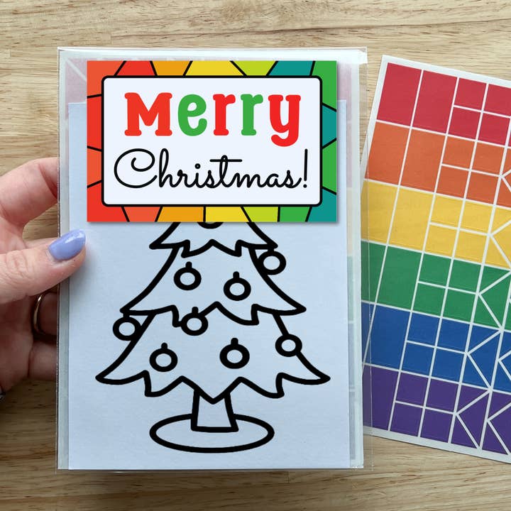 Christmas Tree Suncatcher Sticker Craft Kit for Kids for wholesale by Calenlou Crafts