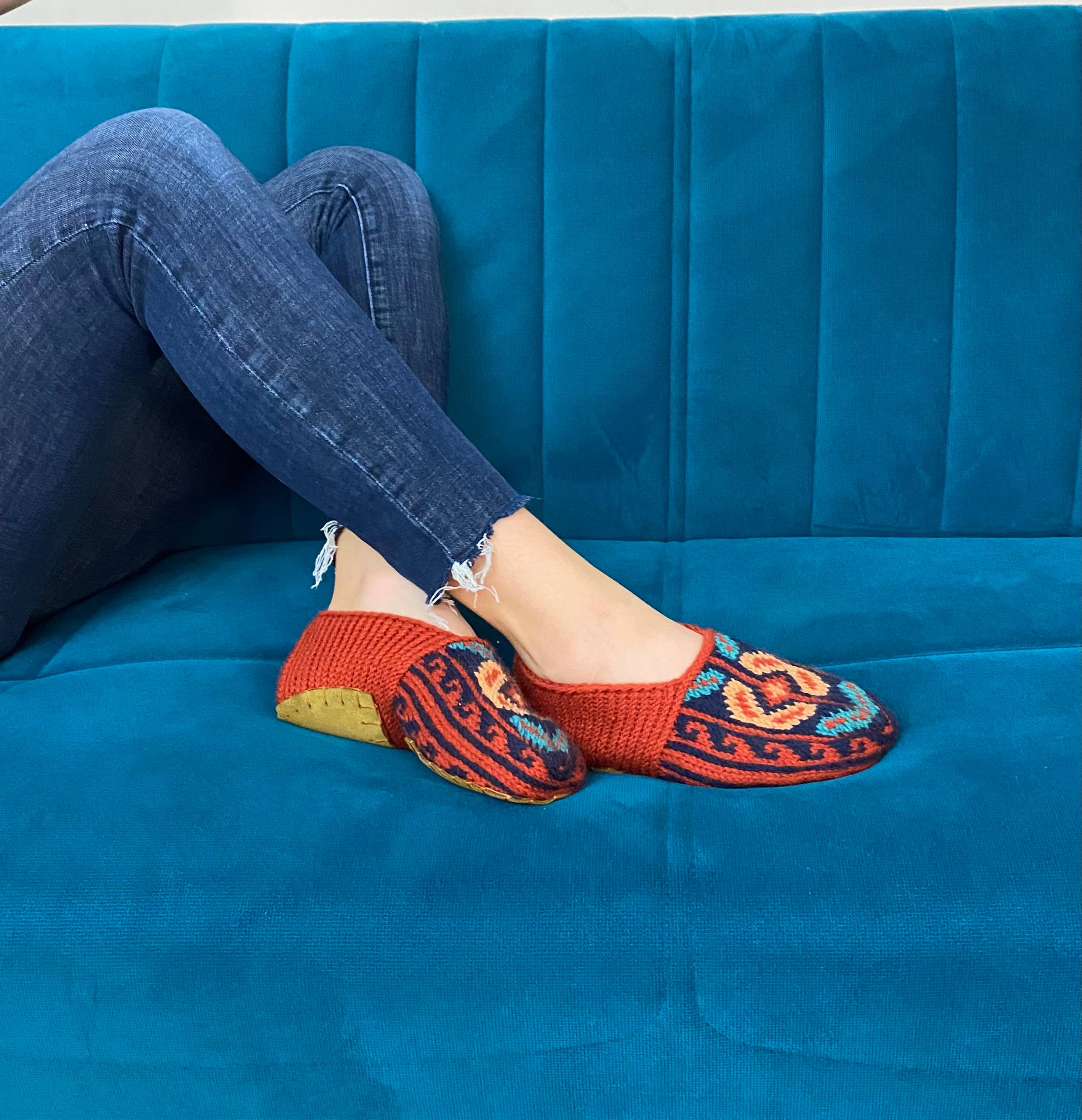 Azerbaijani Socks - Wholesale Sock Slippers - Women's - Adult Women's Slipper Socks : Burnt Orange Set of 63