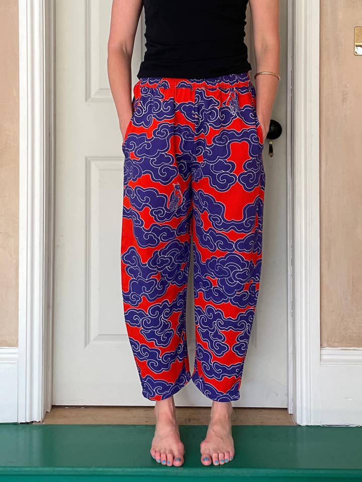 Wild Clouds – Engroshandel Bukser - Unisex – Økologisk bomuld og hør indigo skyer ballonbukser