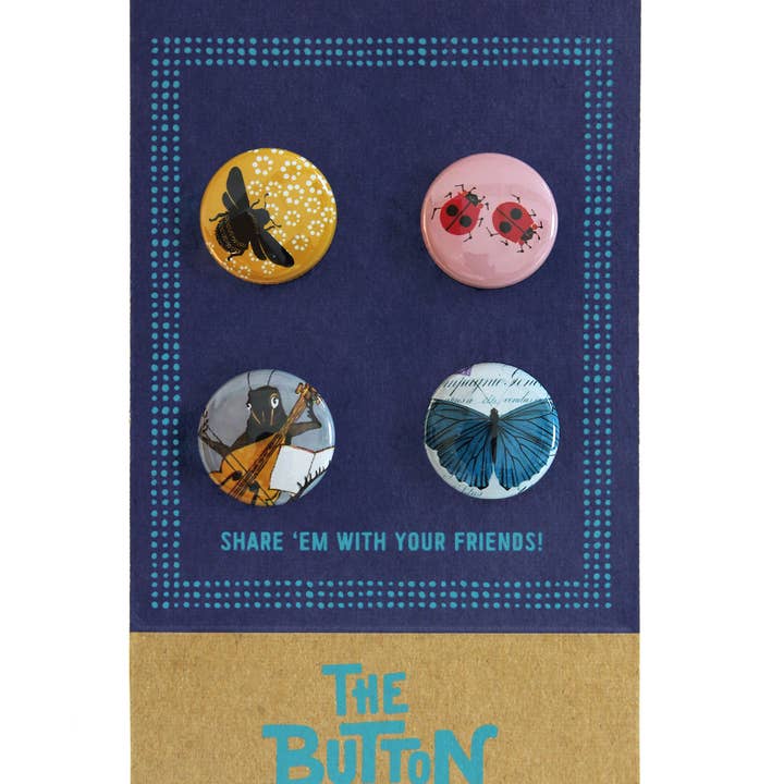 The Button Girl - Wholesale Lapel Pin/Button - Tiny Creatures! Button Set1