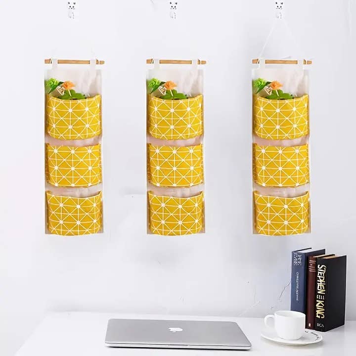 Magnifique Hearts - Wholesale Kitchen Storage/Organizer - 3-Tier Hanging Storage Bag Cotton Linen Over Door Organizer