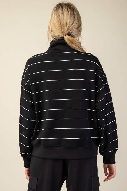 Sunday Morning - Vente Sweat-shirt – femme - T7299PL37 PULL À COL MONTANT À RAYURES ET FERMETURE ÉCLAIR DE GRANDE TAILLE 3