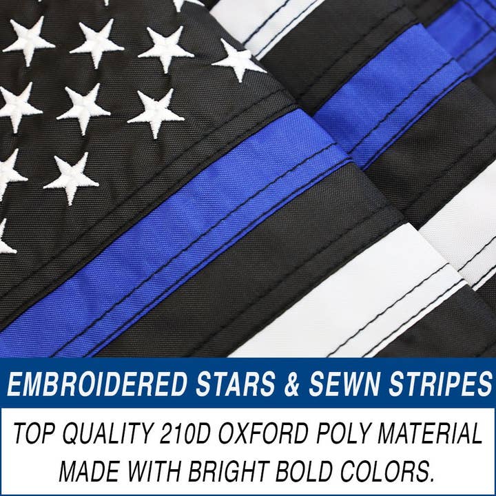 Flags Importer - Wholesale Flag - Thin Blue Line USA 12x18in Grommeted Embroidered Flag2