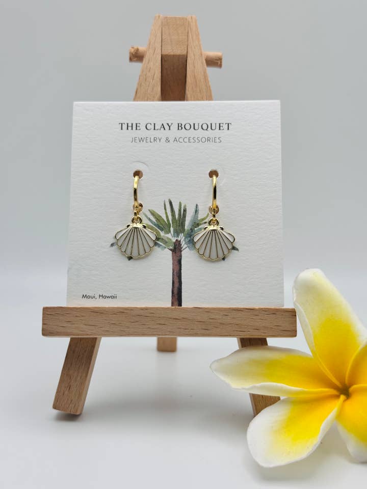 Shell huggie for wholesale by The Clay Bouquet