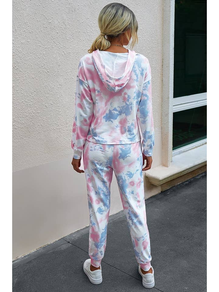 Pink Blue Camilla Tie Dye Lounge Set for wholesale on Faire