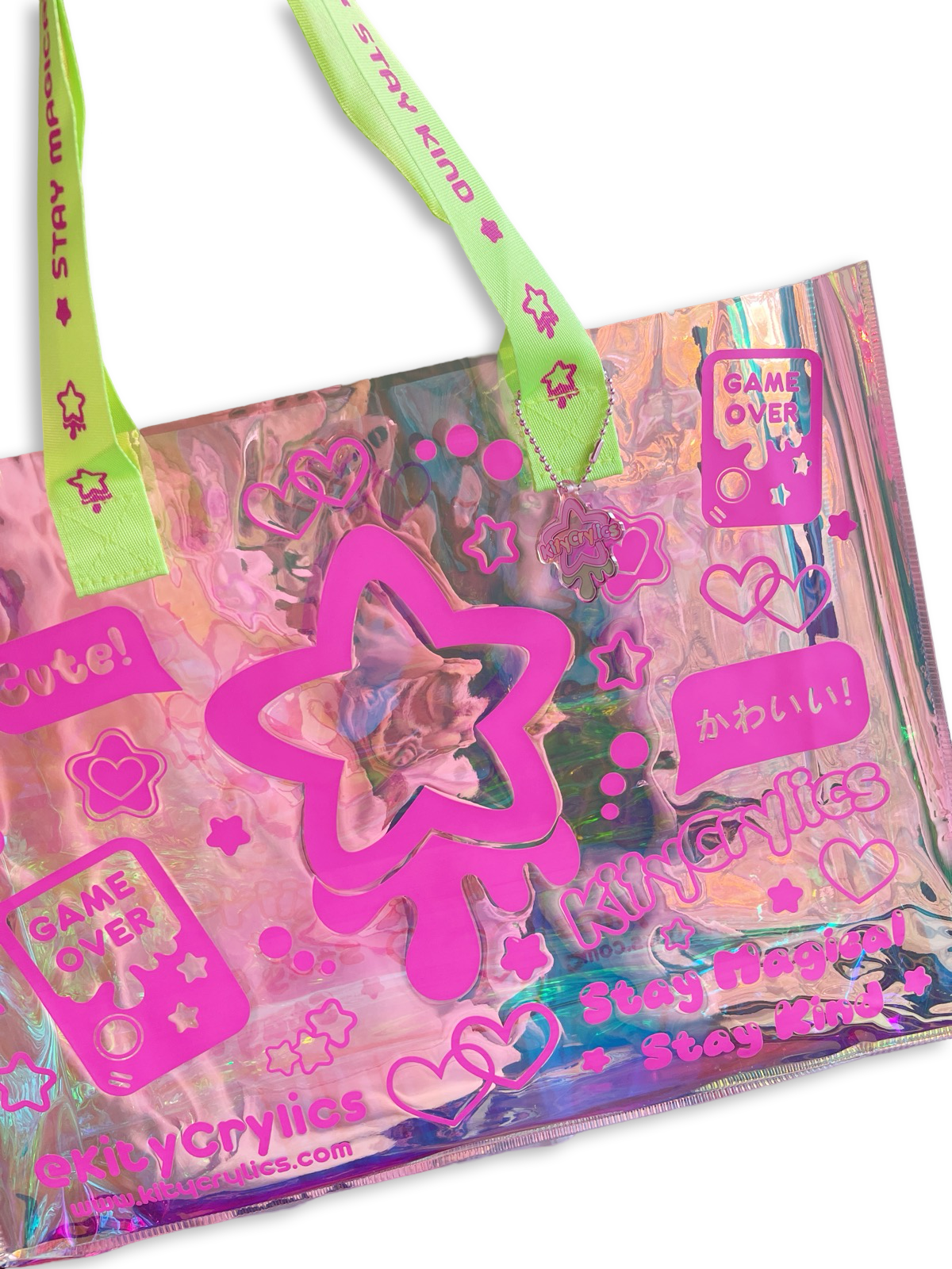 KityCrylics - Wholesale Tote Bag - Women's - Kawaii Game Over Holographic Tote Bag1