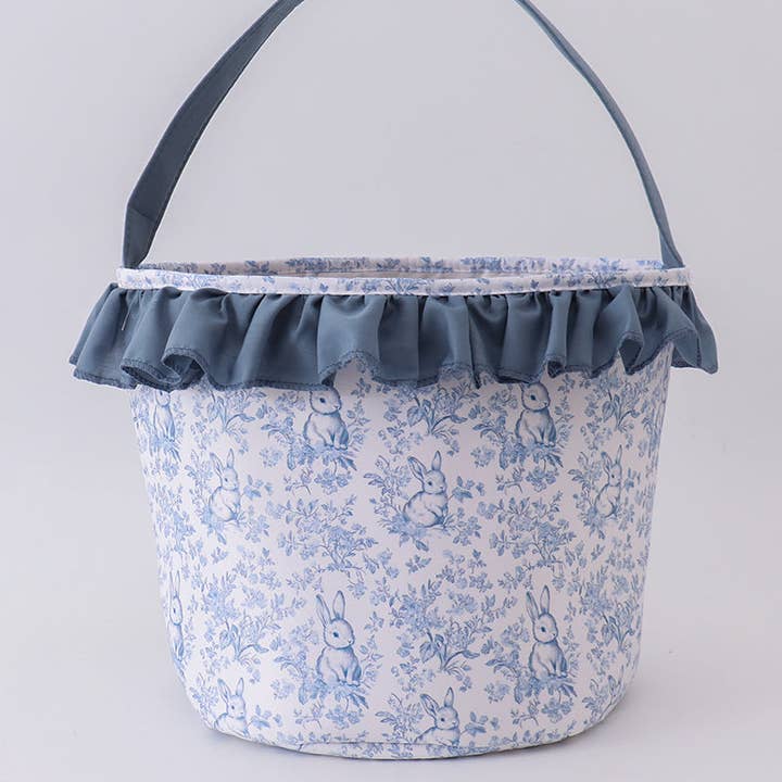 Aspen Rain Boutique - Wholesale Basket - Kids & Baby - Blue bunny floral ruffle basket4