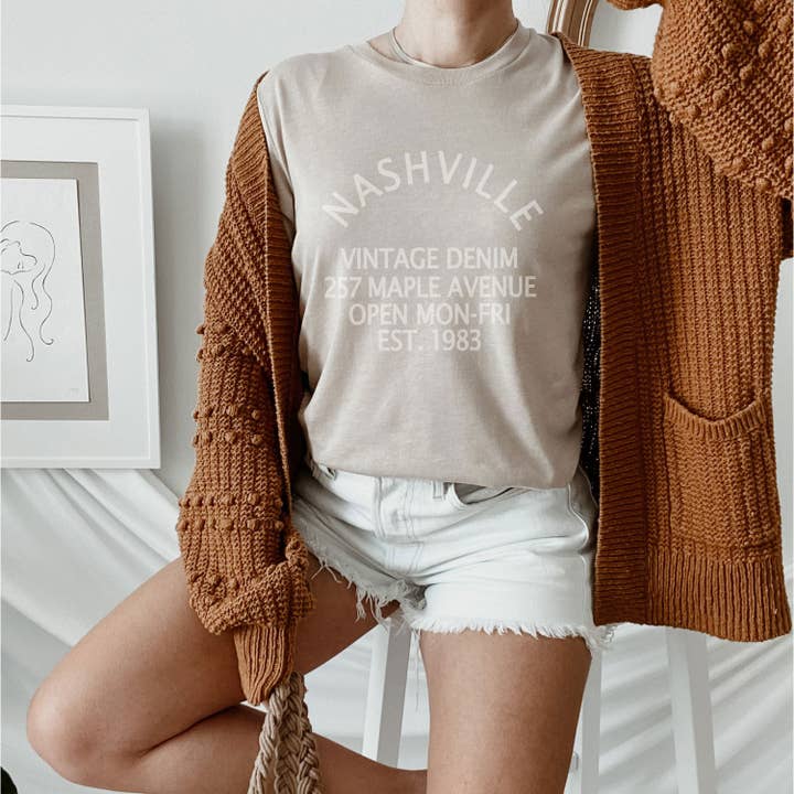 NASHVILLE VINTAGE Grafisk kortærmet T-shirt for engroshandel hos Shamaim