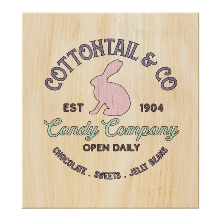 Cottontail Candy Company Wooden Sign, Easter Decor for wholesale by JennyGems