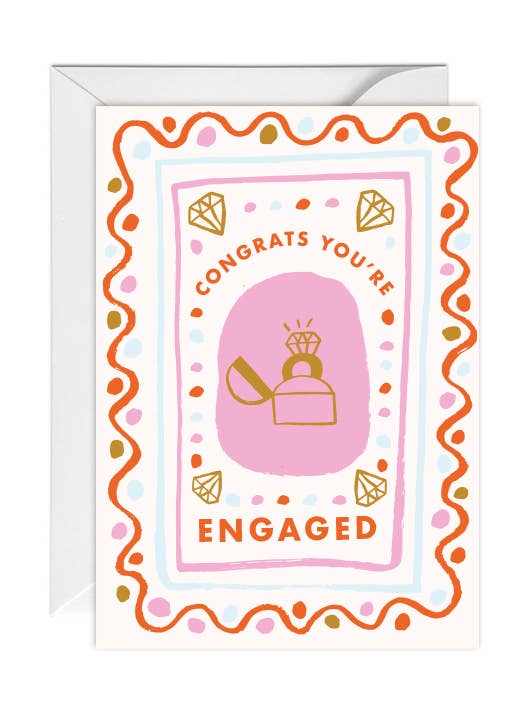Tillykke med, at du er engageret, Engagement, Lykønskningskort for engroshandel hos Happy Go Lucky