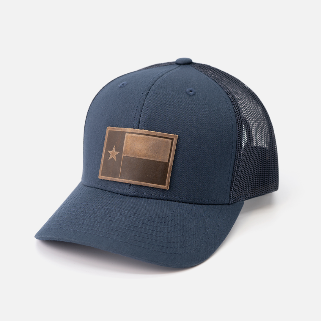 Range Leather Co. - Vente Casquette de camionneur – unisexe - Chapeau drapeau du Texas | Chapeau de camionneur à patch en cuir6