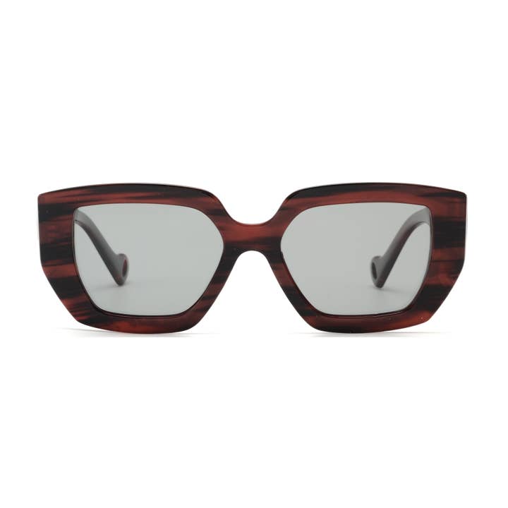 Ryan Simkhai Eyeshop - Wholesale Sunglasses - Women's - NYLA | Polarized Sunglasses | Dark Cherry/Black Streaks
