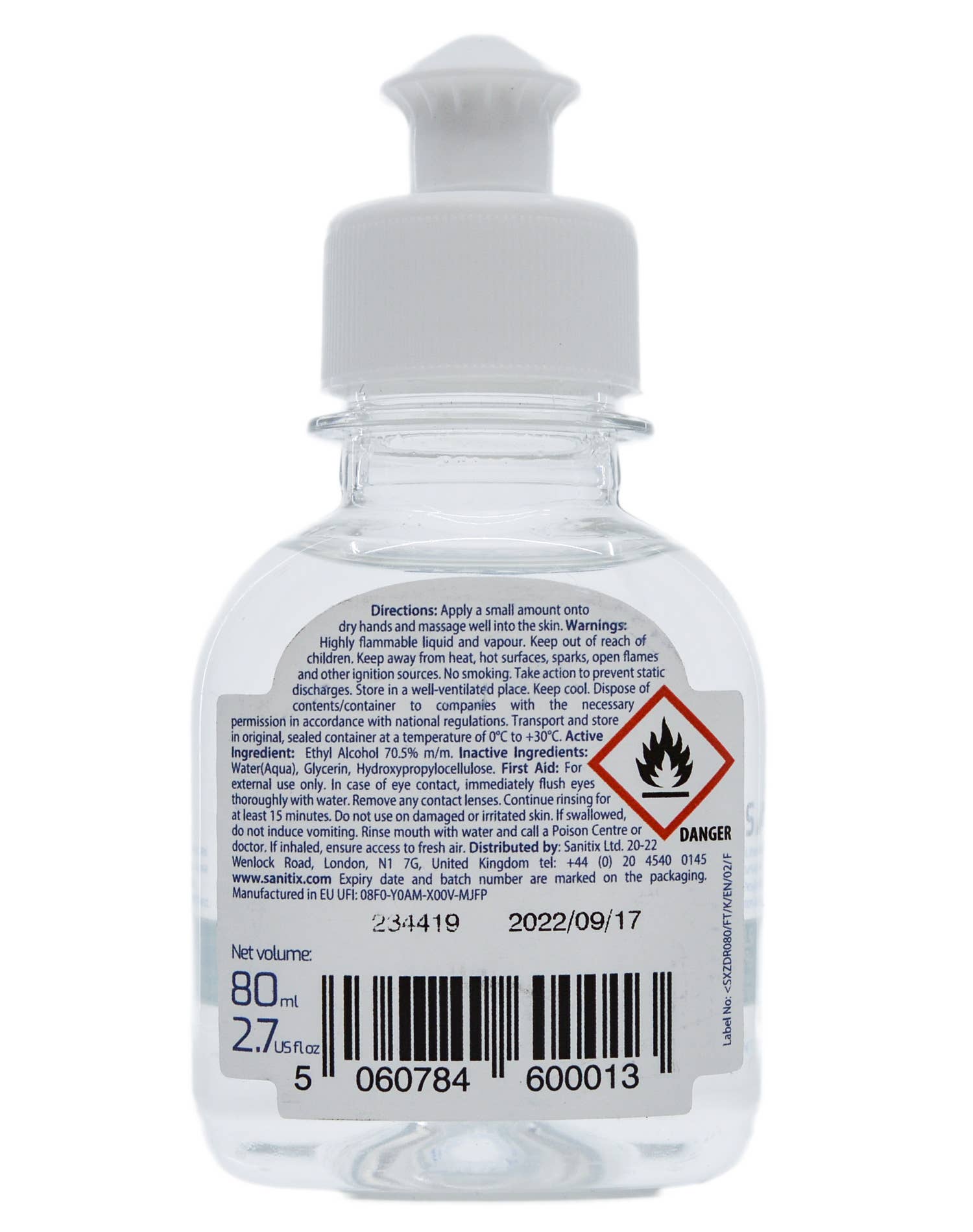 Sanitix Care – wholesale Hand sanitiser – Hand Sanitizer Gel 80 ml / 2.7 US fl oz1