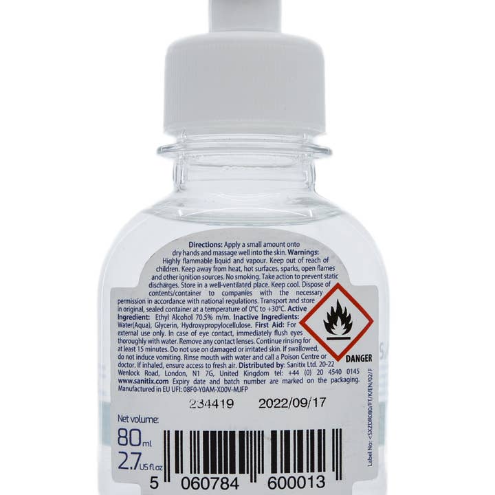 Sanitix Care – wholesale Hand sanitiser – Hand Sanitizer Gel 80 ml / 2.7 US fl oz1