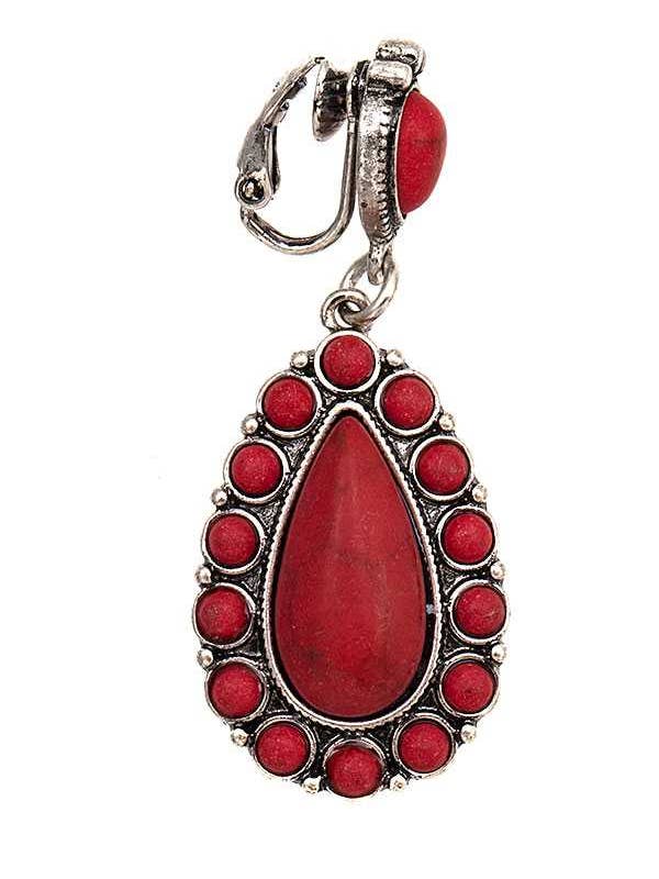 ORECCHINO A CLIP CON CORNICE IN PIETRA PREZIOSA A GOCCIA per la vendita all'ingrosso da parte di anbfashion