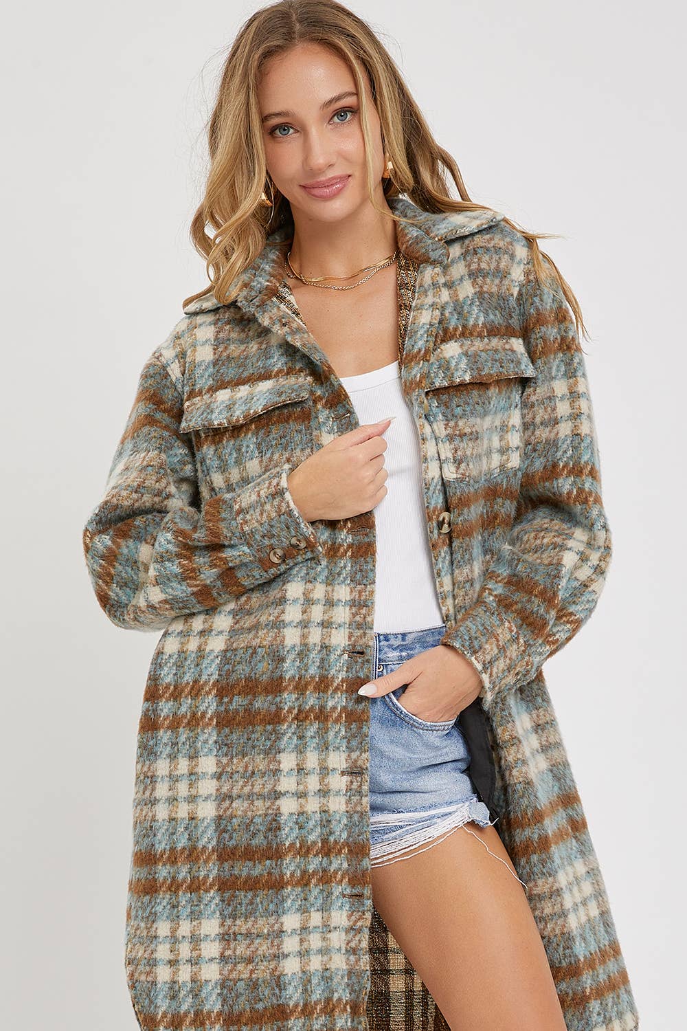 Sweet Lovely by Jen – Engroshandel Skjortejakke/shacket – til kvinder – SW1571 PLAID COAT/SHACKET4