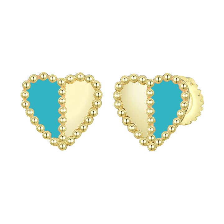 Gold Plated Surgical Steel Heart Screwback Earrings for wholesale by Dlux Jewels