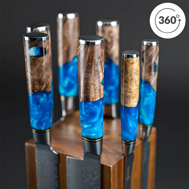 Senken Knives - Wholesale Knife Block - Acacia Hardwood Rotating Magnetic Knife Block8