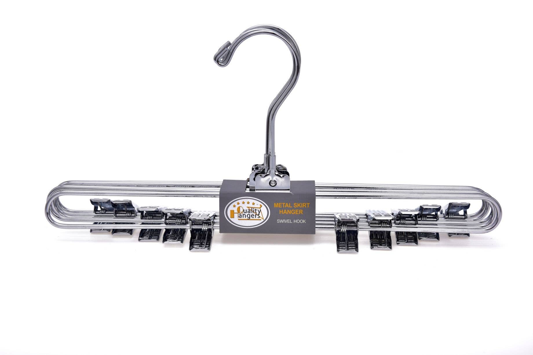 Quality Hangers - Wholesale Clothes Hangers - M053 Heavy Duty Metal Hanger + Clips Swivel Hook - 100pcs1