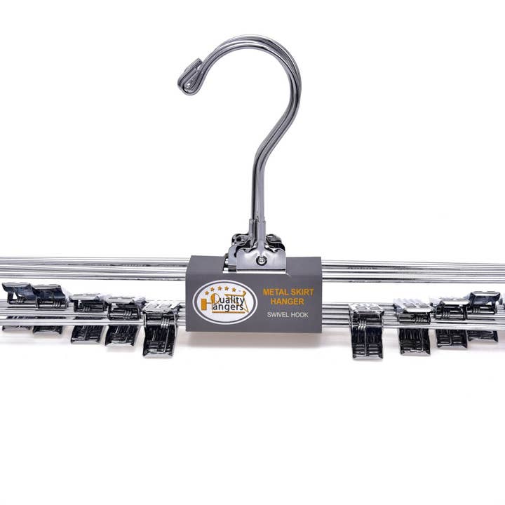 Quality Hangers - Wholesale Clothes Hangers - M053 Heavy Duty Metal Hanger + Clips Swivel Hook - 100pcs1