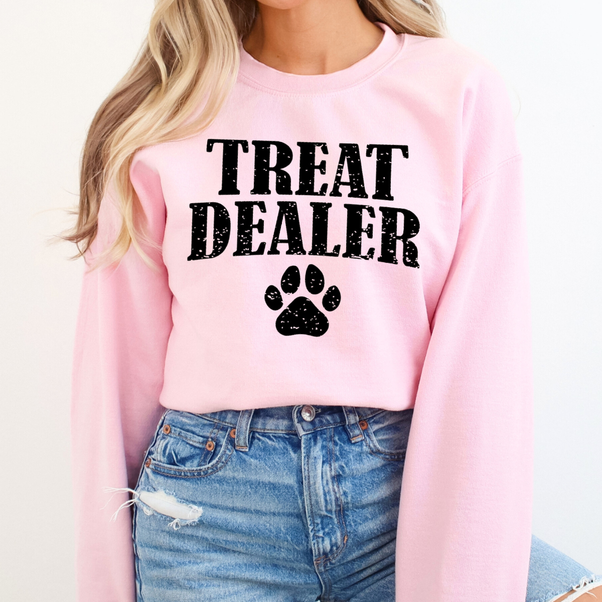 Desert Raine - Wholesale Graphic Sweatshirt - Women's - Treat Dealer Dog Crewneck Sweatshirt 3