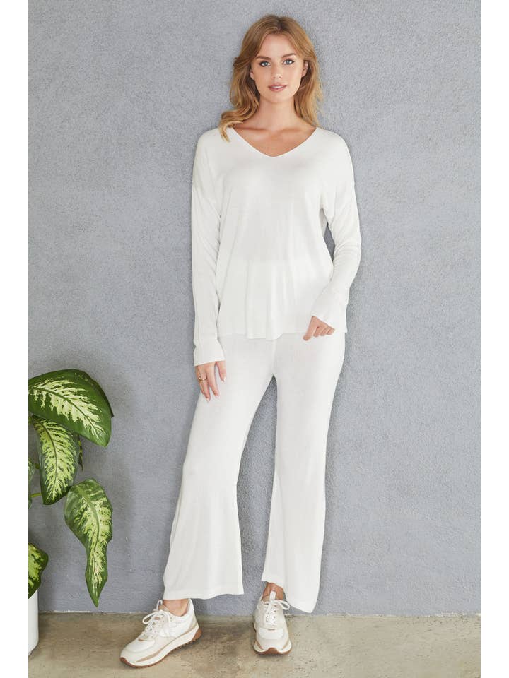 VENTI6 - Wholesale Pants - Women's - LOOSE FIT KNIT DREAM PANT(11252-WHITE)