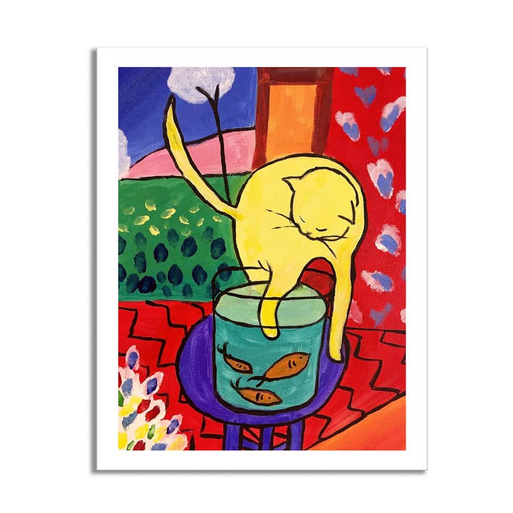 Go To Design - Wholesale Art Print - Fine art print Cat with Goldfish - Matisse unframed wall art0