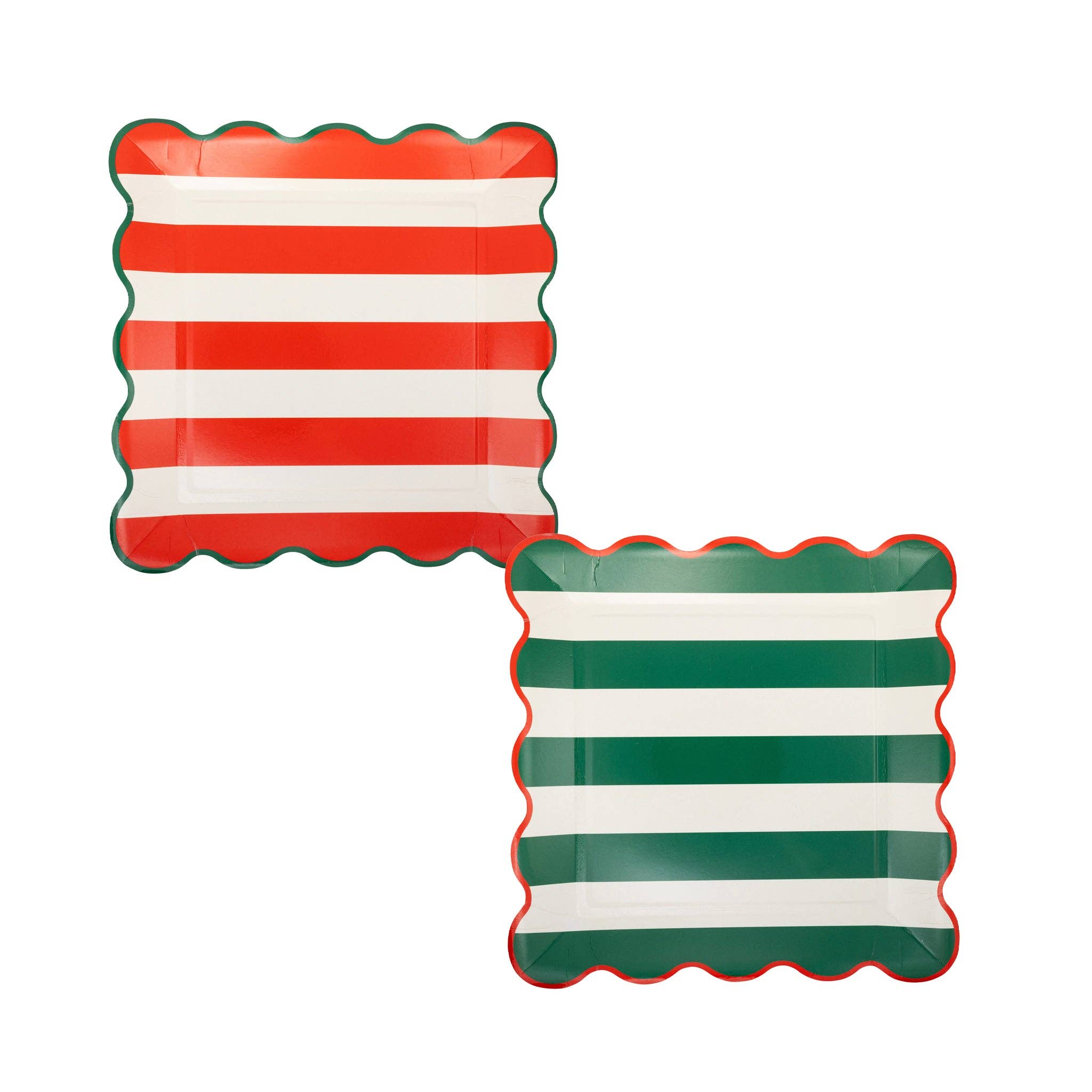 My Mind’s Eye - Wholesale Disposable Plate - PLPL1652 - Red and Green Striped Paper Plate Set0