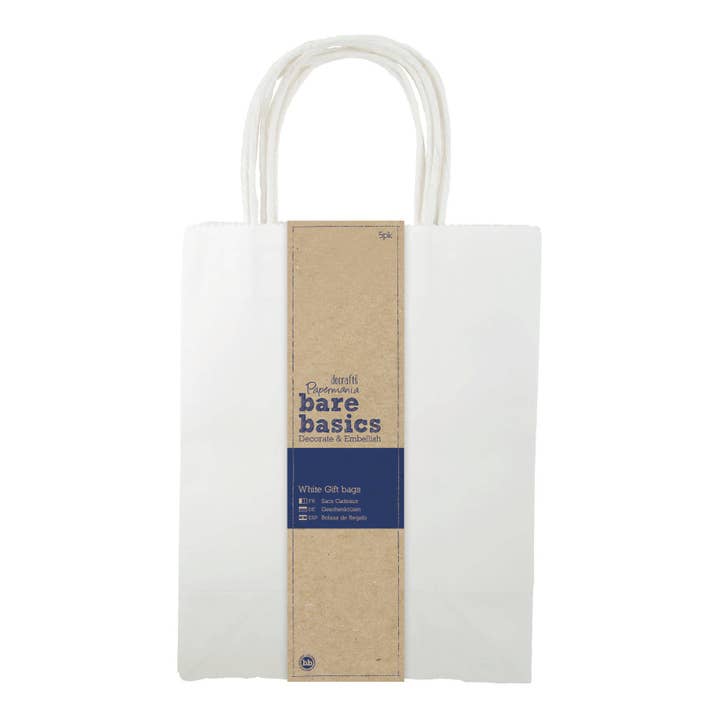 Bare Basics - White Gift Bags (5pk) - Large for wholesale by West Design Products UK