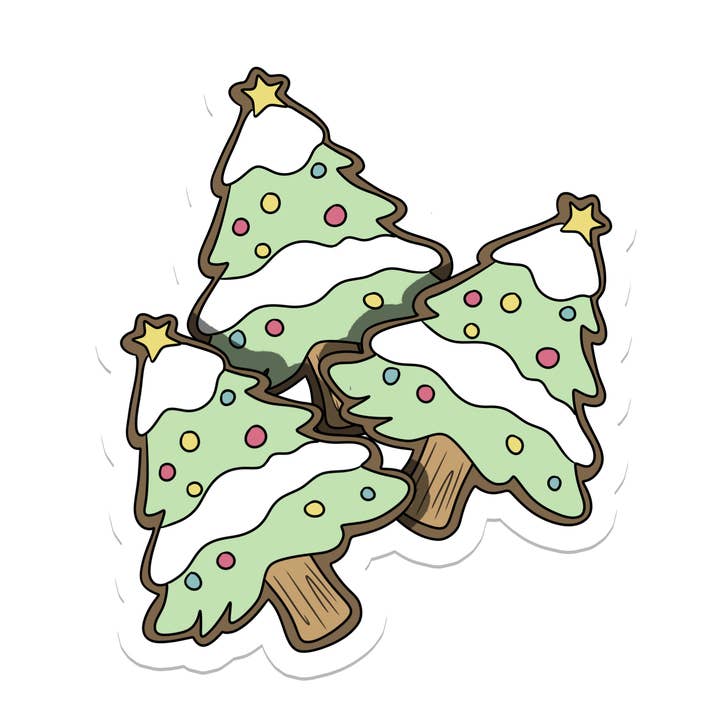 Biscotti Albero di Natale | Cibo | Adesivo Impermeabile | 2,5" per la vendita all'ingrosso da parte di Rebel and Siren Stickers