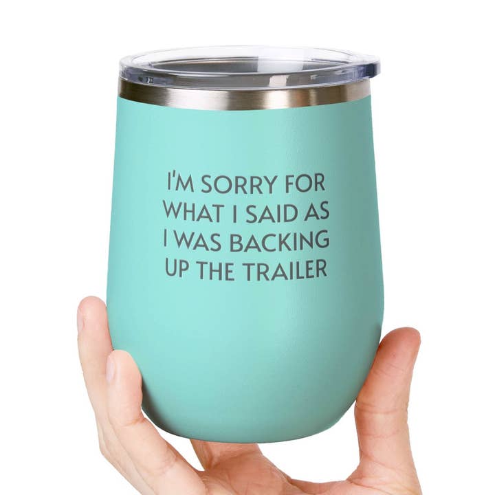 Wine Tumbler, 12oz - Sorry/Trailer - Pastels for wholesale by un.sus.tain.a.ble equestrian