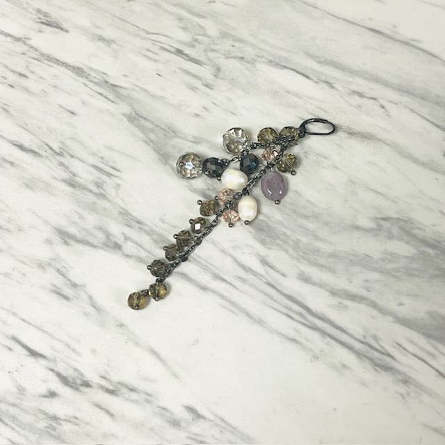 Anita K By Blushing Pink - Wholesale Dangle Earrings - Crystal, Fancy Jasper, & Freshwater Pearl Cluster Dangle 2