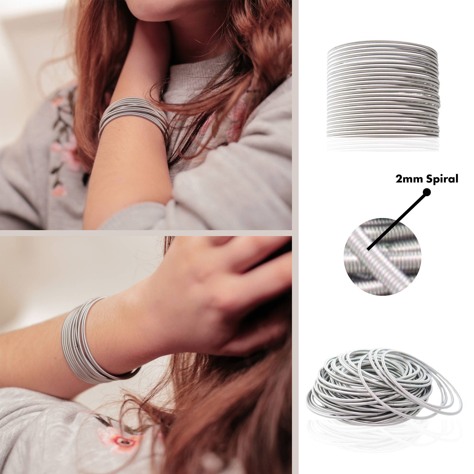 Natalia - Wholesale Jewelry Set - Stretch Metal Coil Guitar String Bracelets- SET 3612