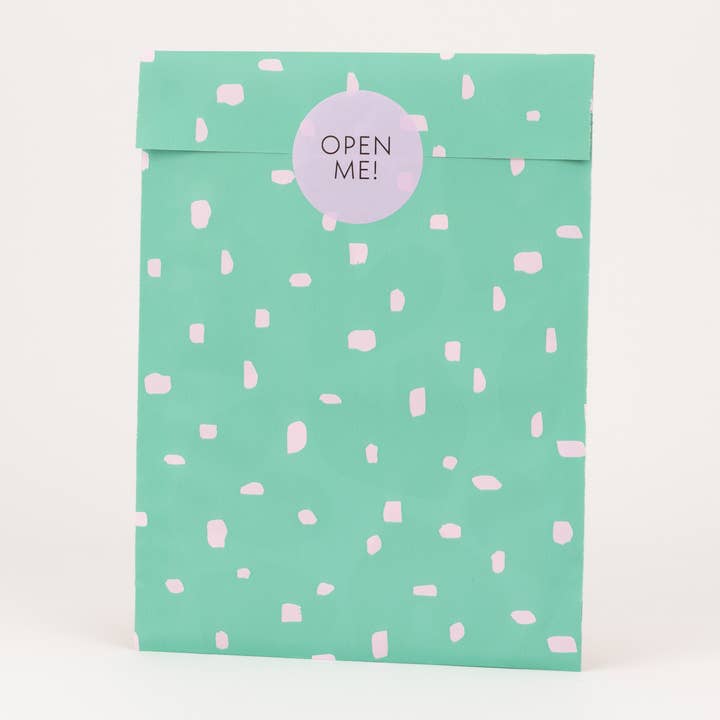 Minimalismo dei sacchetti di carta, verde / rosa per la vendita all'ingrosso da parte di liebevoll verpackt