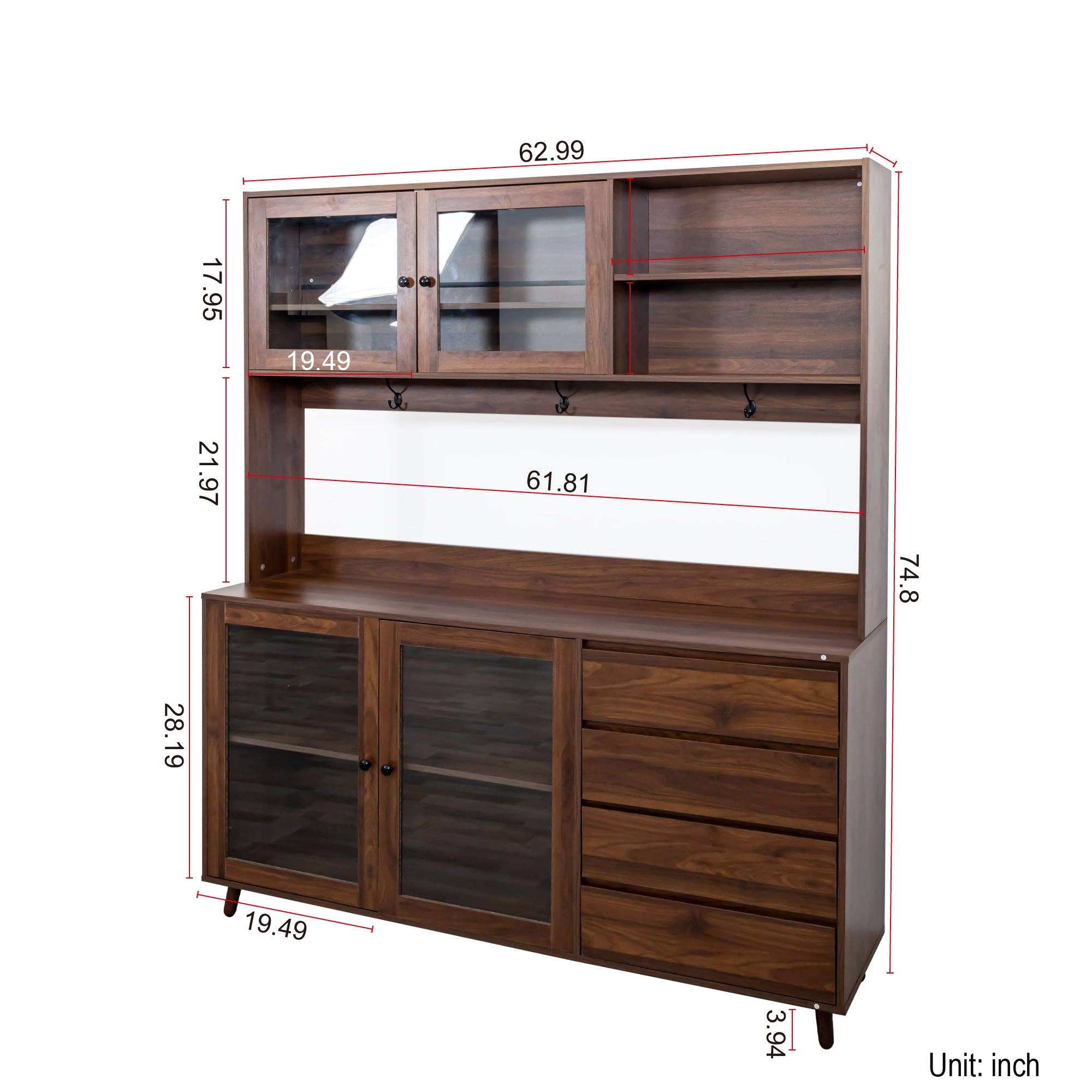 HOMYCASA DESIGN INC - Wholesale Cabinet - 63" Walnut Salon Multi-Functional Hairdressing Tool Cabinet5