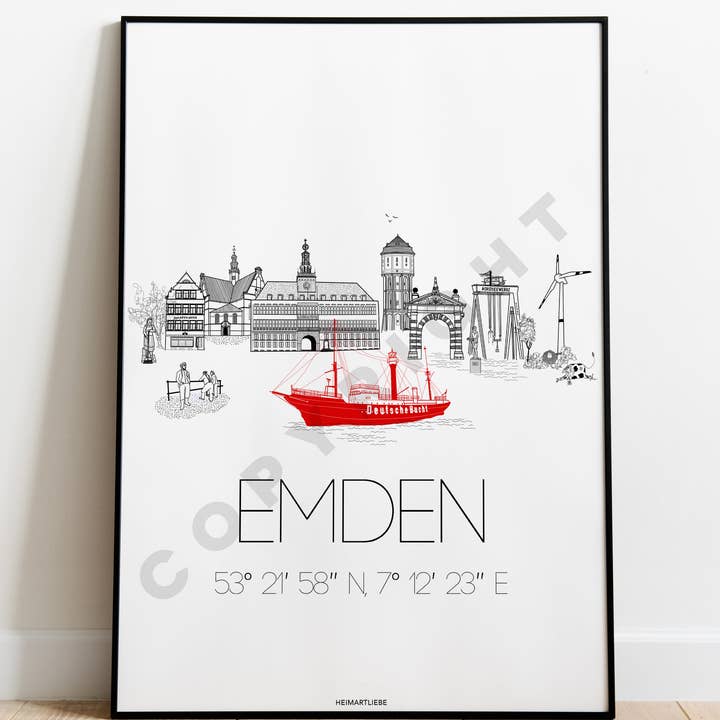 HEIMARTLIEBE® - Wholesale Art Print - PRINT - SKYLINE EMDEN